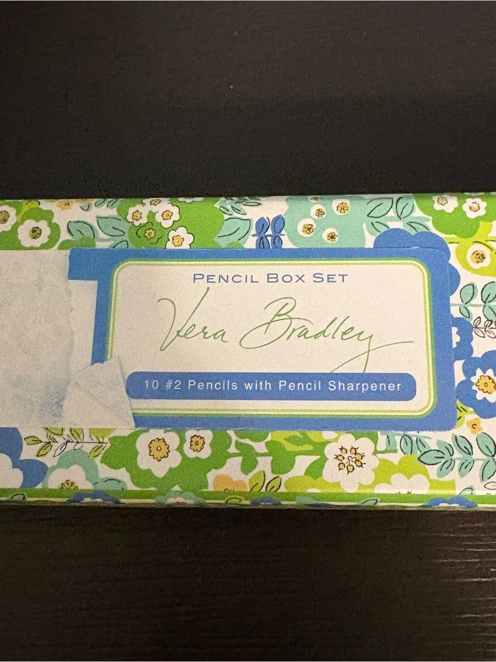 Vera Bradley pencil set w/ sharpener pencils English Meadow pattern Retired NOS